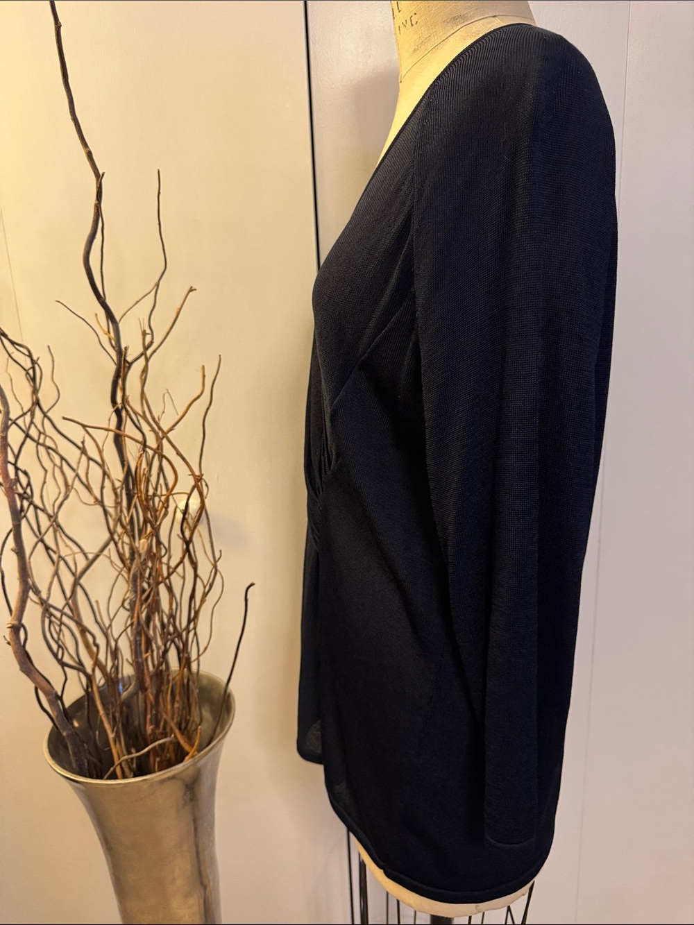 Jones New York Black Wrap-Detail Long Sleeve sweater - Picture 3 of 6